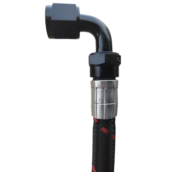 Aluminum 90 Degree Crimp Fitting, -8 AN, Black - 4233BLK