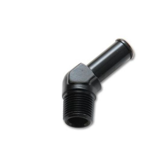 45 Degree Barb Fitting 3/8" Pipe to 1/2" Hose, Black - 22907BLK