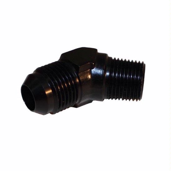 45 Degree Male Elbow, -3 AN to 1/8" NPT, Black - 2020BLK