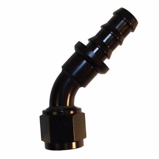 [PRF1522BLK] Push-On Hose Fitting, 45 Degree -6 Black - 1522BLK