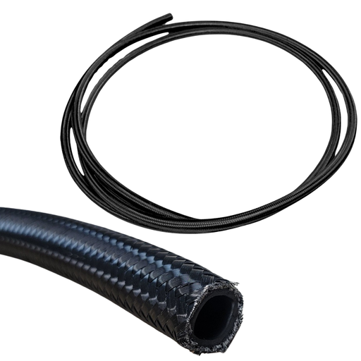 [PRFBA0620BK] Braided Stainless Steel Racing Hose AN -6, Black, 20 FT - BA0620BK