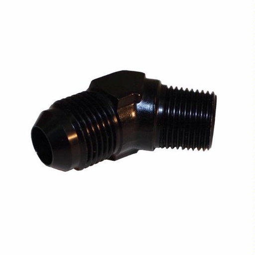 [PRF2025BLK] 45 Degree Male Elbow, -12 AN to 3/4" NPT, Black - 2025BLK