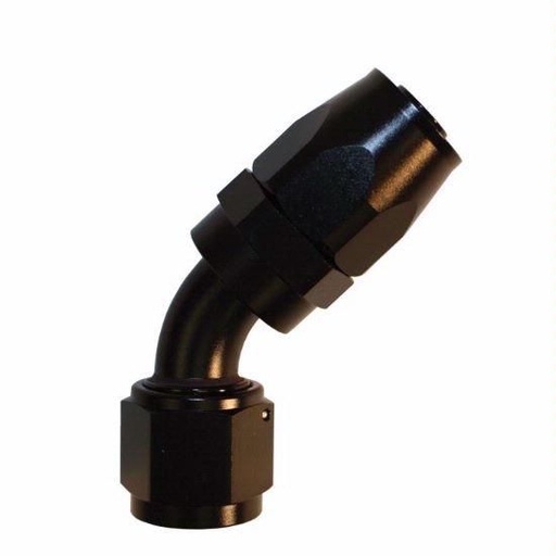 [PRF4022BLK] Aluminum 45 Degree Reuseable Fitting -6 Black - 4022BLK